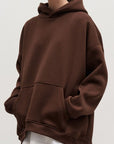 Pocketed Dropped Shoulder Long Sleeve Hoodie