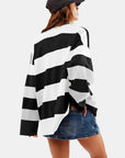 Color Block Half Zip Long Sleeve Sweater