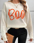 BOO Round Neck Long Sleeve Sweater