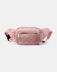 White Smoke Zenana Quilted Multi Pocket Waist Belt Bag