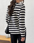 Striped Round Neck Long Sleeve Sweater