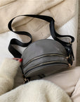 Gray Double Zip Nylon Crossbody Bag Sentient Beauty Fashions Bag