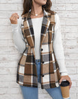 Plaid Button Down Vest Coat