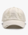 White Smoke Distressed Adjustable Cotton Baseball Cap