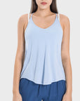 Light Gray Slit Spaghetti Strap Scoop Neck Active Cami