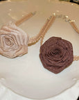 Tan 3D Rose Alloy Buckle Necklace