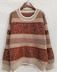 Sequin Color Block Round Neck Sweater