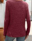 Mandy Ribbed V-Neck Long Sleeve T-Shirt