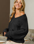 Tan BiBi V-Neck Cable Knit Sweater