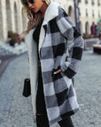 Plaid Open Front Coat with Pockets