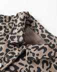 Asymmetrical Hem Collared Neck Leopard Jacket