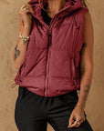 Drawstring Zip Up Vest Coat