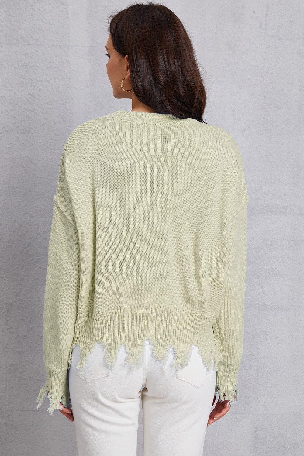 Lip Fringe Round Neck Sweater