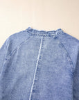 Raw Hem Button Down Long Sleeve Denim Dress