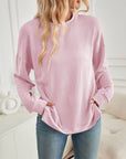 Lovelet Slit Round Neck Long Sleeve Sweatshirt