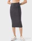 Dark Slate Gray Slit Wrap Active Skirt Sentient Beauty Fashions Apparel & Accessories