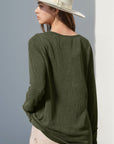 Double Take Full Size Notched Thumbhole Long Sleeve T-Shirt