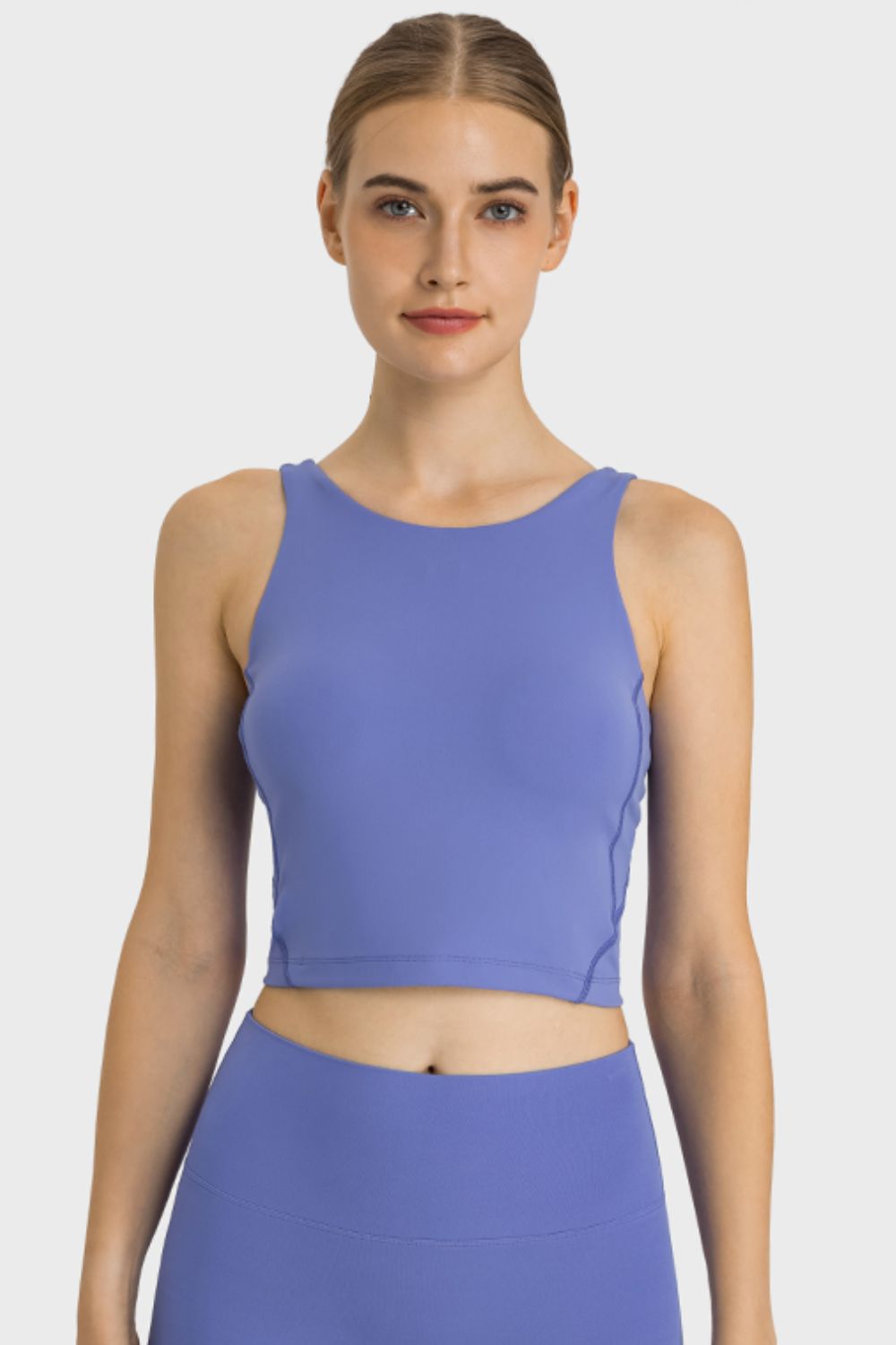 Lavender Feel Like Skin Highly Stretchy Cropped Sports Tank Sentient Beauty Fashions Apaparel &amp; Accessories