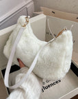 Faux Fur Removable Strap Shoulder Bag