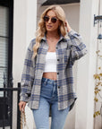 Mandy Pocketed Plaid Collared Neck Long Sleeve Shirt