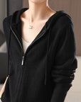 Drawstring Zip Up Long Sleeve Hooded Sweater