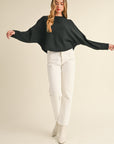 Mable Round Neck Dolman Sleeve Cropped Sweater