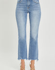 RISEN Full Size Frayed Hem Cropped Straight Jeans