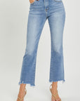 RISEN Full Size Frayed Hem Cropped Straight Jeans