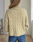 Cable-Knit Turtleneck Long Sleeve Sweater