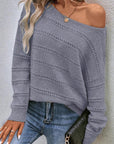 Boat Neck Dropped Shoulder Sweater