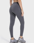 Dim Gray Pocketed High Waist Active Leggings