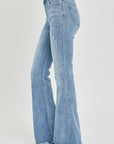 Light Gray Risen Full Size High Rise Frayed Hem Flare Jeans