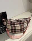 Plaid Adjustable Strap Crossbody Bag