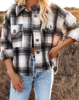 Pocketed Plaid Button Down Long Sleeve Shacket