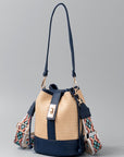 Gray Straw Braided Adjustable Strap Bucket Bag Sentient Beauty Fashions Apparel & Accessories