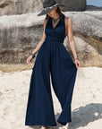 Surplice Wide Leg Jumpsuit with Free Tie