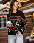 Perfee Christmas Element Round Neck Sweater