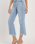 RISEN Full Size High Rise Raw Edge Crop Jeans