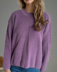 Solid Color Round Neck Long Sleeve Sweater