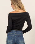 HYFVE Off Shoulder Ribbed Knit Top