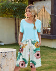 Short Sleeve Top and Printed Shorts Lounge Set