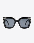 White Smoke Inlaid Rhinestone Polycarbonate Sunglasses