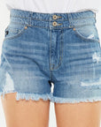 Kancan Full Size High Rise Raw Hem Denim Shorts