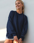 Basic Bae Round Neck Dropped Shoulder Long Sleeve Sweatshirt