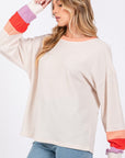 Antique White SAGE + FIG Color Block Waffle Knit T-Shirt