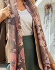 Printed Raw Hem Polyester Scarf