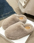 Fuzzy Round Toe Flat Slippers