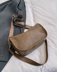 Gray PU Leather Double Strap Shoulder Bag Sentient Beauty Fashions bags