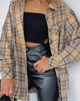 Plaid Collared Neck Long Sleeve Shirt