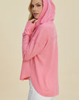 Double Take Full Size High-Low Dropped Shoulder Long Sleeve Hoodie